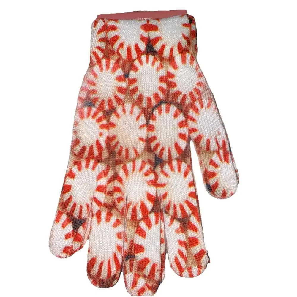 NWT Juncture Knit Peppermint Candy Gloves Christmas Red White Winter One Size